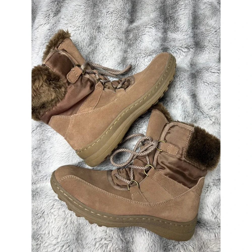 Baretraps‎ Women Brown Suede Faux Fur Stay Dry System Winter Boots 9.5